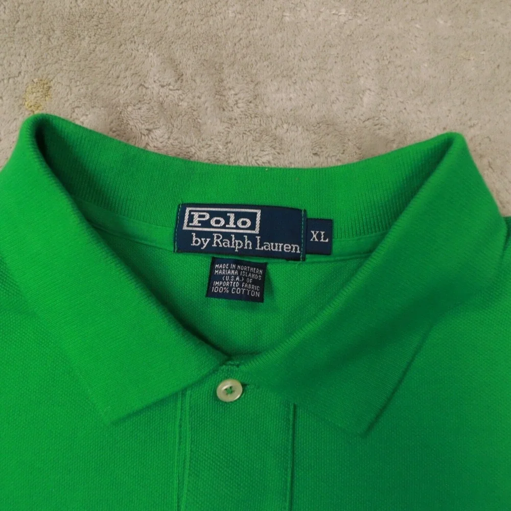 Polo Ralph Lauren Men's Vintage Green Short Sleeve Polo Shirt size‎ XL